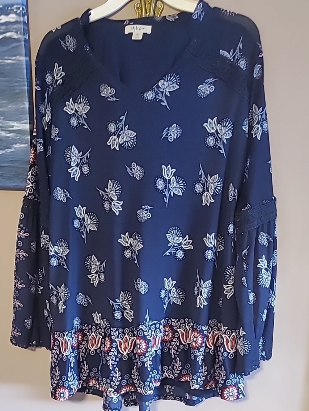 Style & Co. Navy  V-Neck Tunic